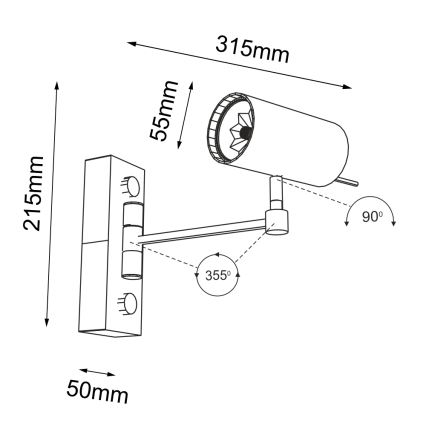 Shilo - Sieninė lempa 1xGU10/15W/230V juoda