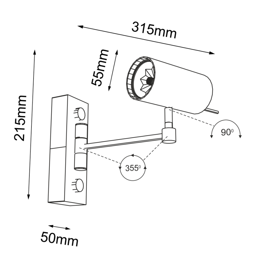 Shilo - Sieninė lempa 1xGU10/15W/230V juoda