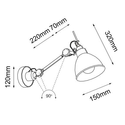 Shilo - Sieninė lempa 1xE27/15W/230V juodas