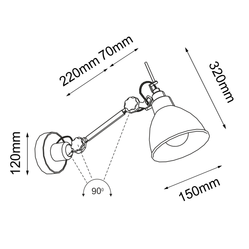 Shilo - Sieninė lempa 1xE27/15W/230V juodas