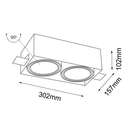 Shilo - Įleidžiamas šviestuvas 2xGU10/15W/230V baltas