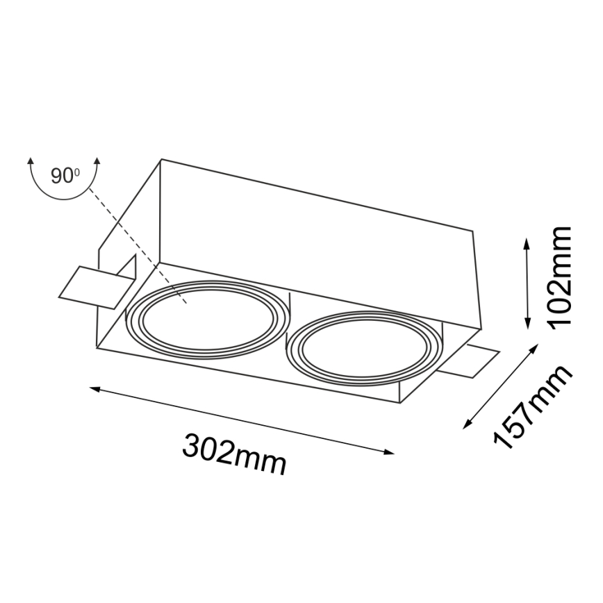 Shilo - Įleidžiamas šviestuvas 2xGU10/15W/230V baltas