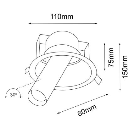 Shilo - Įleidžiamas akcentinis šviestuvas 1xGU10/15W/230V d. 11 cm juodas