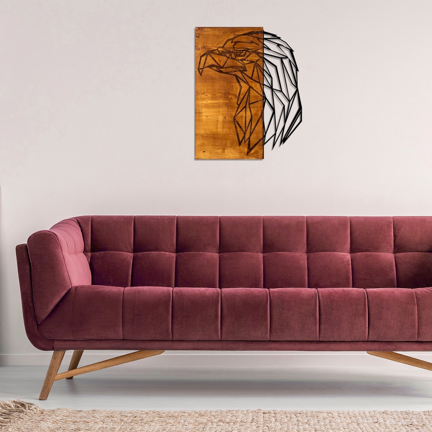 Sieninė dekoracija 47x58 cm erelis mediena/metalas