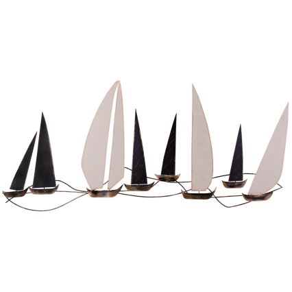 Sieninė dekoracija 52x117 cm metalinė burinė valtis