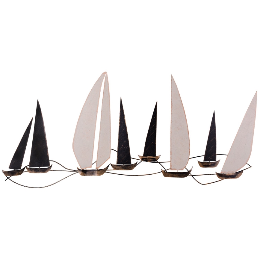 Sieninė dekoracija 52x117 cm metalinė burinė valtis