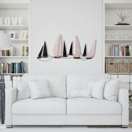 Sieninė dekoracija 52x117 cm metalinė burinė valtis