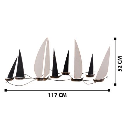 Sieninė dekoracija 52x117 cm metalinė burinė valtis