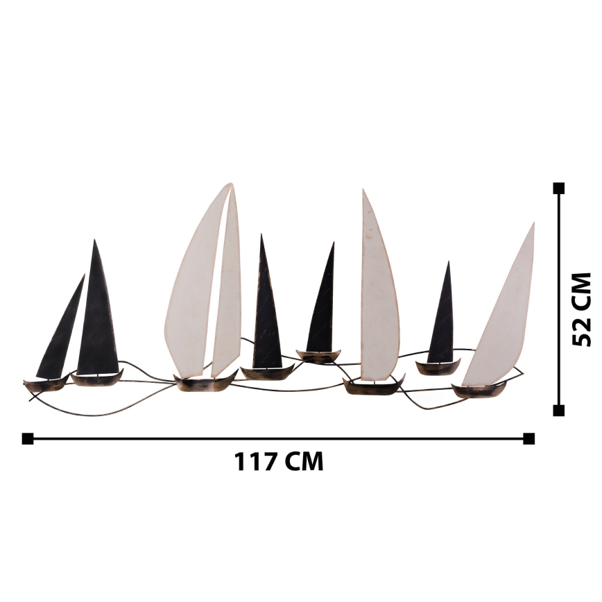 Sieninė dekoracija 52x117 cm metalinė burinė valtis