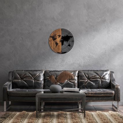 Sieninė dekoracija skersmuo 56 cm žemėlapis mediena/metalas