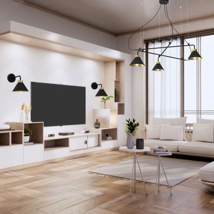 Sieninė lempa DEMET 1xE27/60W/230V juoda/aukso
