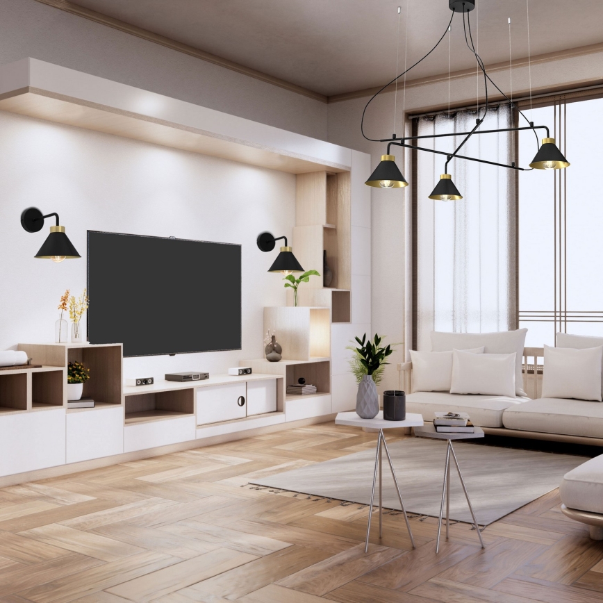 Sieninė lempa DEMET 1xE27/60W/230V juoda/aukso