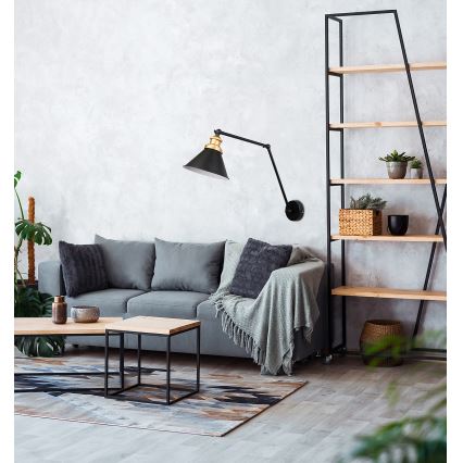 Sieninė lempa FUNDO 1xE27/40W/230V juoda/aukso