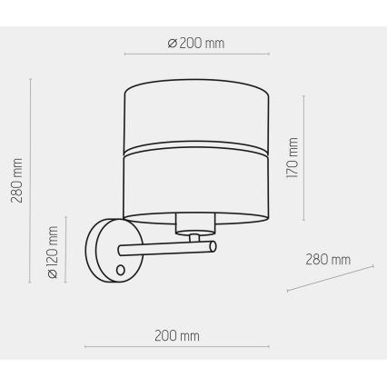 Sieninė lempa HILTON 1xE27/15W/230V žalvario/juoda