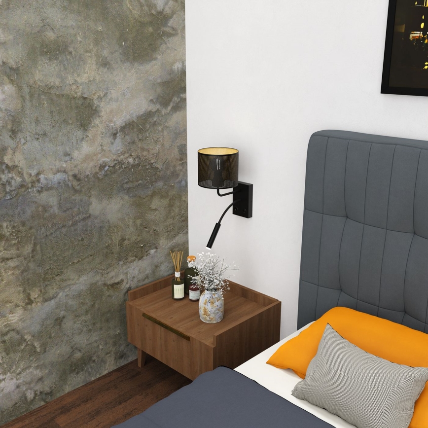 Sieninė lempa LOFT SHADE 1xE27/60W+1xG9/8W/230V juoda/auksinė