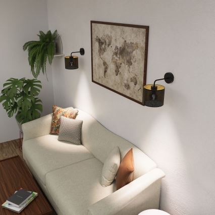 Sieninė lempa LOFT SHADE 1xE27/60W/230V juoda/auksinė