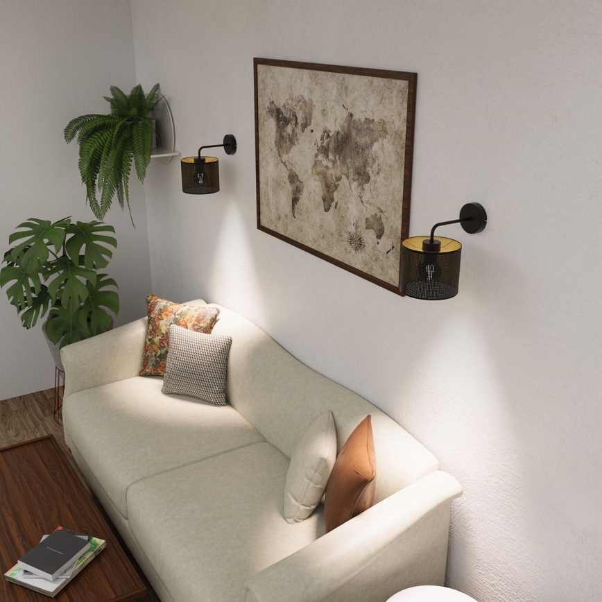 Sieninė lempa LOFT SHADE 1xE27/60W/230V juoda/auksinė