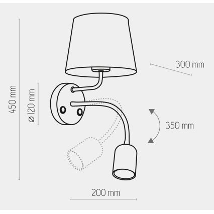 Sieninė lempa MAJA 1xE27/15W/230V + 1xGU10/10W/230V balta