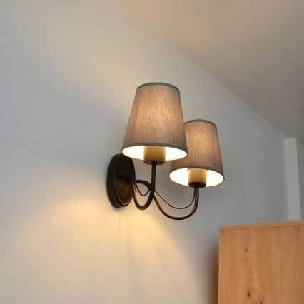 Sieninė lempa MALBO 2xE27/15W/230V pilka/juoda