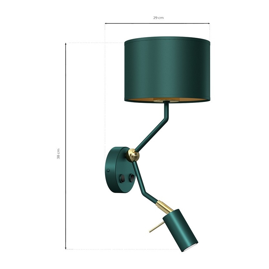 Sieninė lempa VERDE 1xE27/60W/230V + 1xGU10-MR11/7W žalia