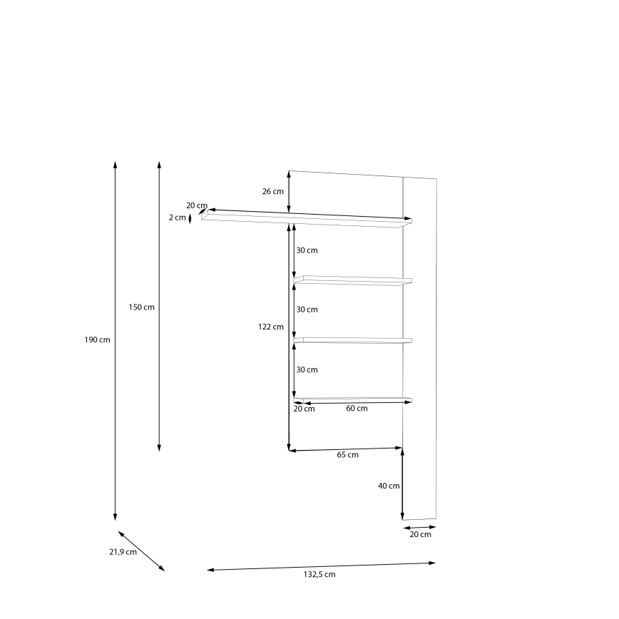 Sieninė lentyna INAR, ąžuolo/rudos spalvos