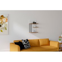 Sieninė lentyna NEZMA 60x40 cm balta/ruda/juoda