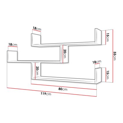 Sieninė lentyna TRIO 55x119 cm grafito spalvos