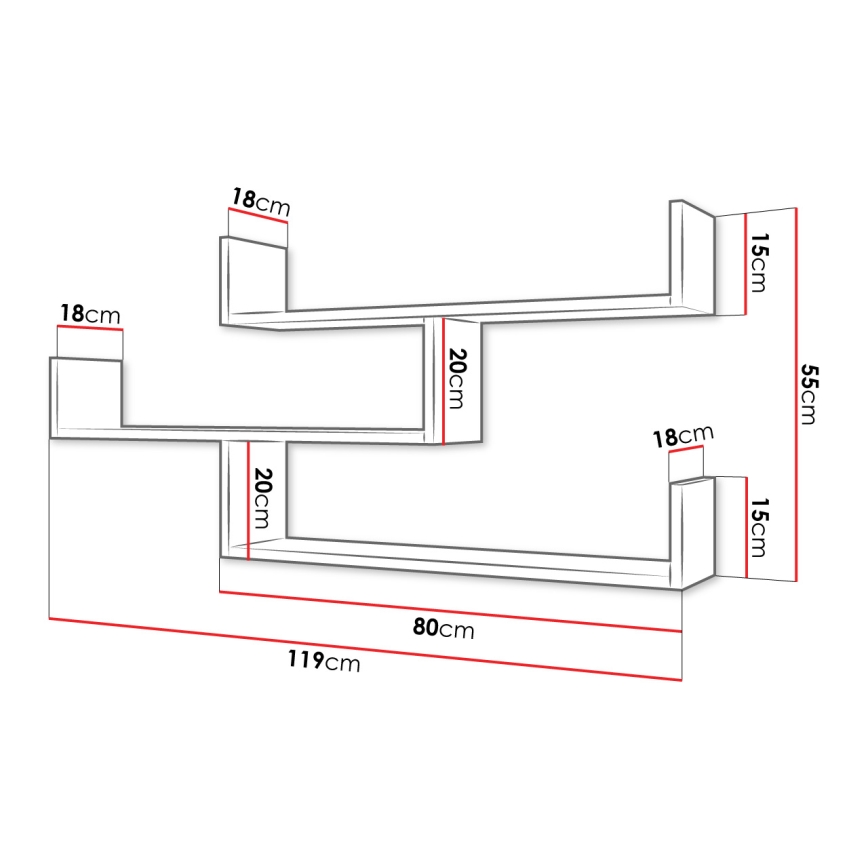 Sieninė lentyna TRIO 55x119 cm grafito spalvos