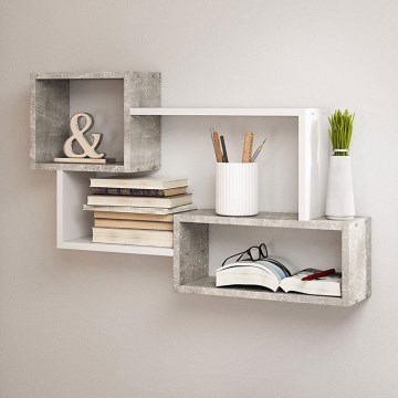 Sieninė lentyna TRIO 87x54x18 cm pilka/balta