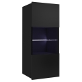 Sieninė spintelė su LED apšvietimu PAVO 117x45 cm blizgi juoda