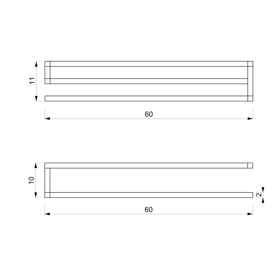 Sienininis rankšluosčių laikiklis 10x60 cm baltas