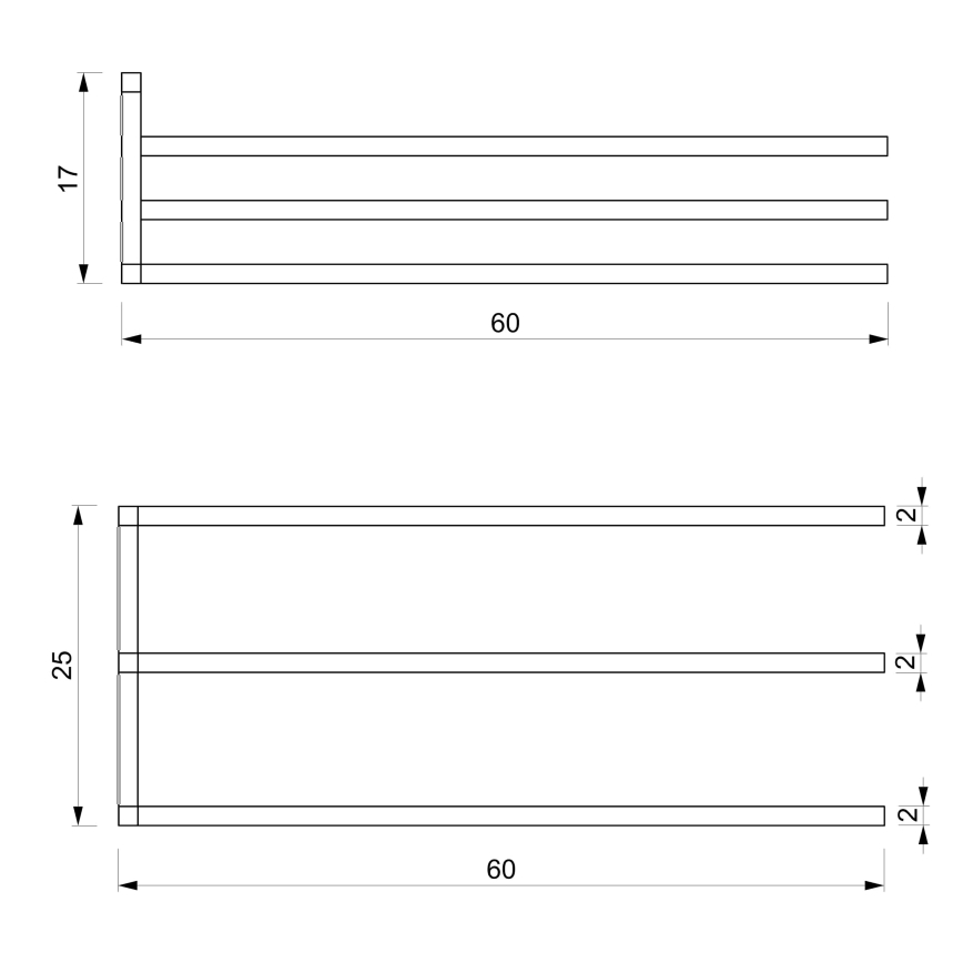 Sienininis rankšluosčių laikiklis 25x60 cm baltas