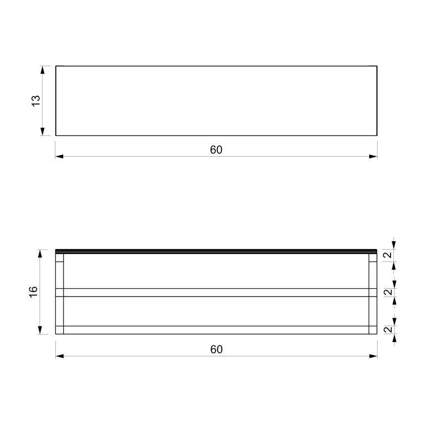 Sienininis rankšluosčių laikiklis su lentyna 14x60 cm baltas
