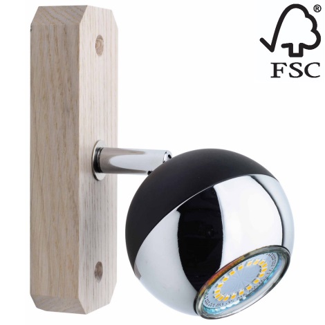 Sieninis akcentinis šviestuvas 1xGU10/50W/230V ąžuolas + FSC sertifikuota