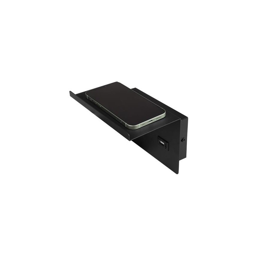 Sieninis akcentinis šviestuvas su lentyna ir USB įkroviklis 1xG9/35W/230V juoda/auksas