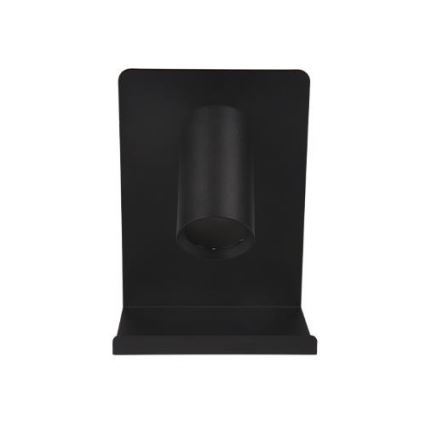 Sieninis akcentinis šviestuvas su lentyna ir USB įkroviklis 1xGU10/35W/230V juoda