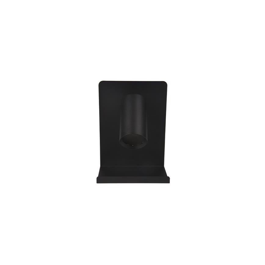 Sieninis akcentinis šviestuvas su lentyna ir USB įkroviklis 1xGU10/35W/230V juoda
