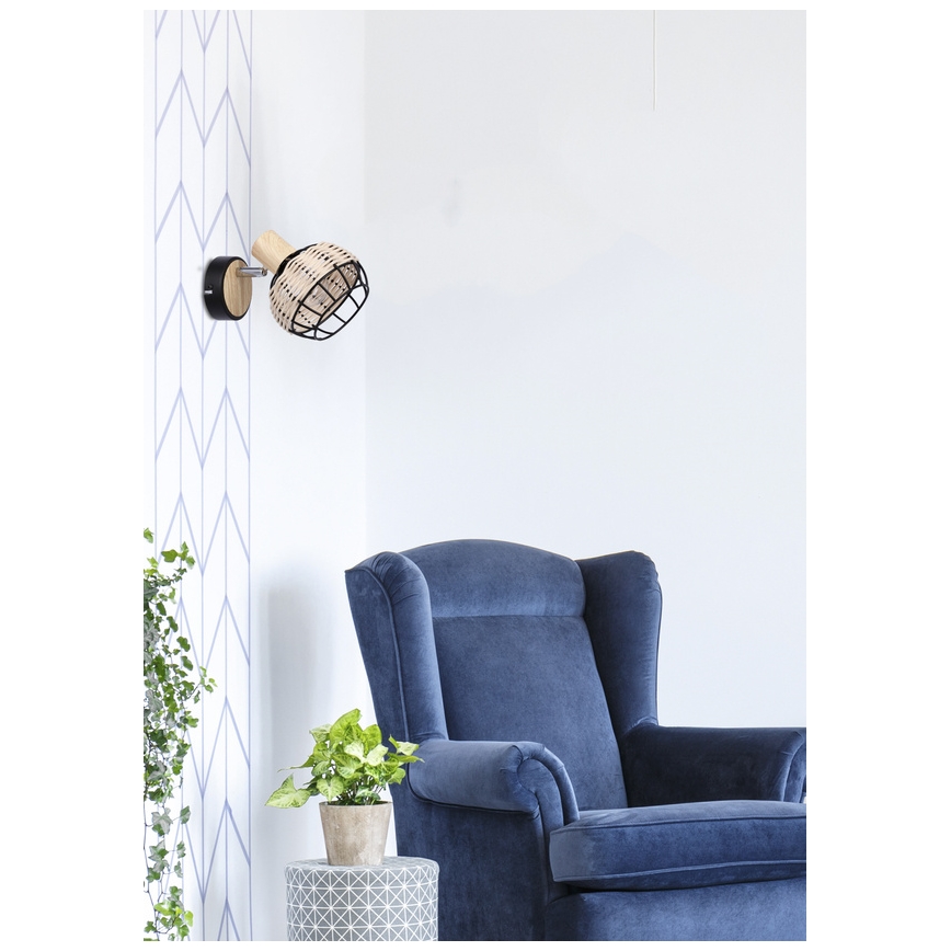 Sieninis akcentinis šviestuvas TAJGA 1xE14/40W/230V rotangas/juoda