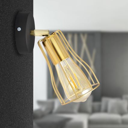 Sieninis akcentinis šviestuvas TUBE 1xE27/15W/230V auksinis/juodas