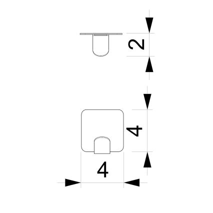 Sieninis kabliukas 4x4 cm balta