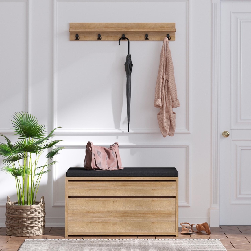 Sieninis kabykla BOBY 15x80 cm + batų dėžė 42x80 cm ruda/juoda