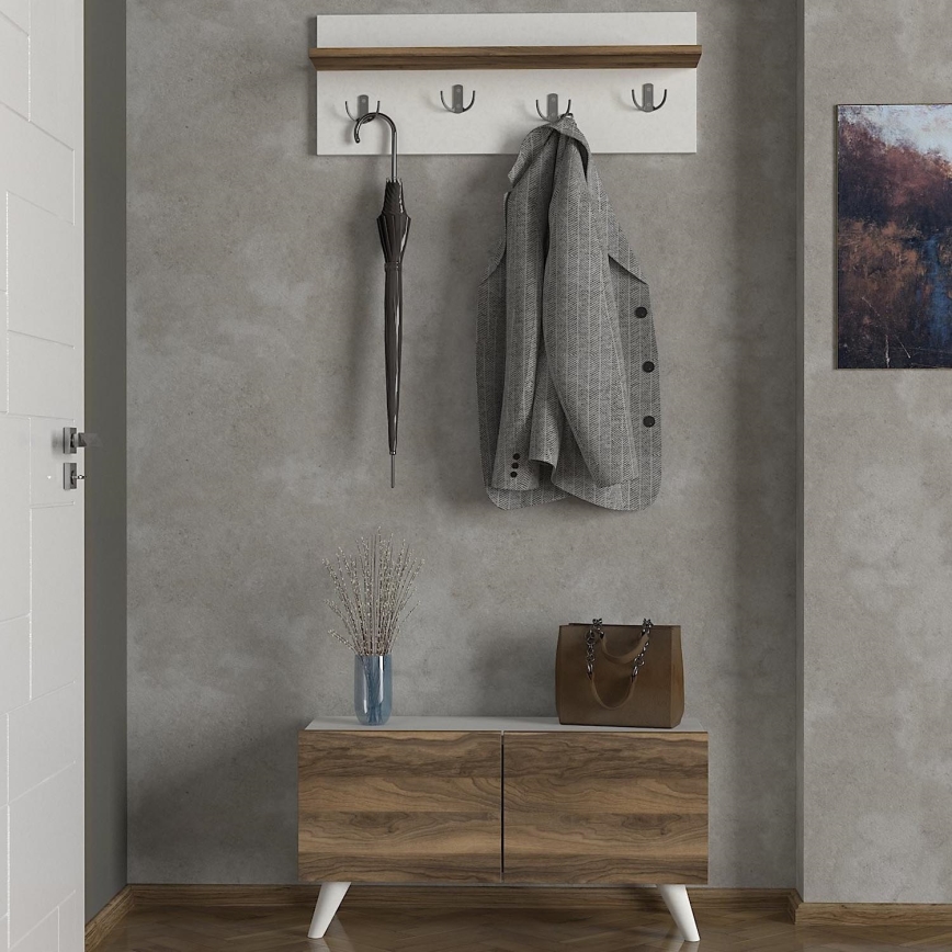 Sieninis kabykla LORES 29,5x80 cm + batų dėžė 41,5x80 cm ruda/balta