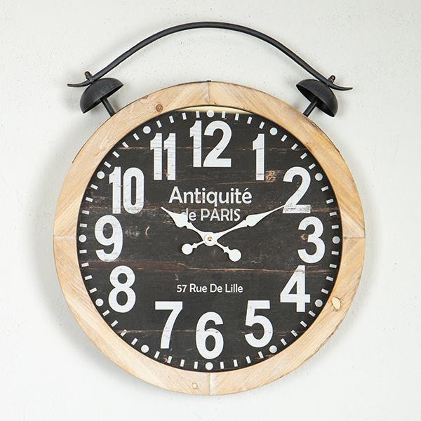 Sieninis laikrodis 1xAA diametras 50 cm smėlio spalva/juoda