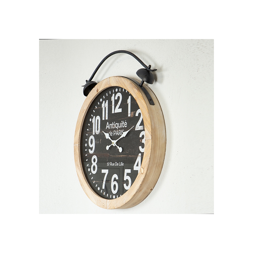 Sieninis laikrodis 1xAA diametras 50 cm smėlio spalva/juoda