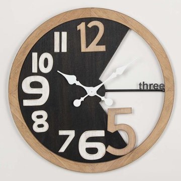 Sieninis laikrodis 1xAA diametras 59,5 cm smėlio spalva/juoda