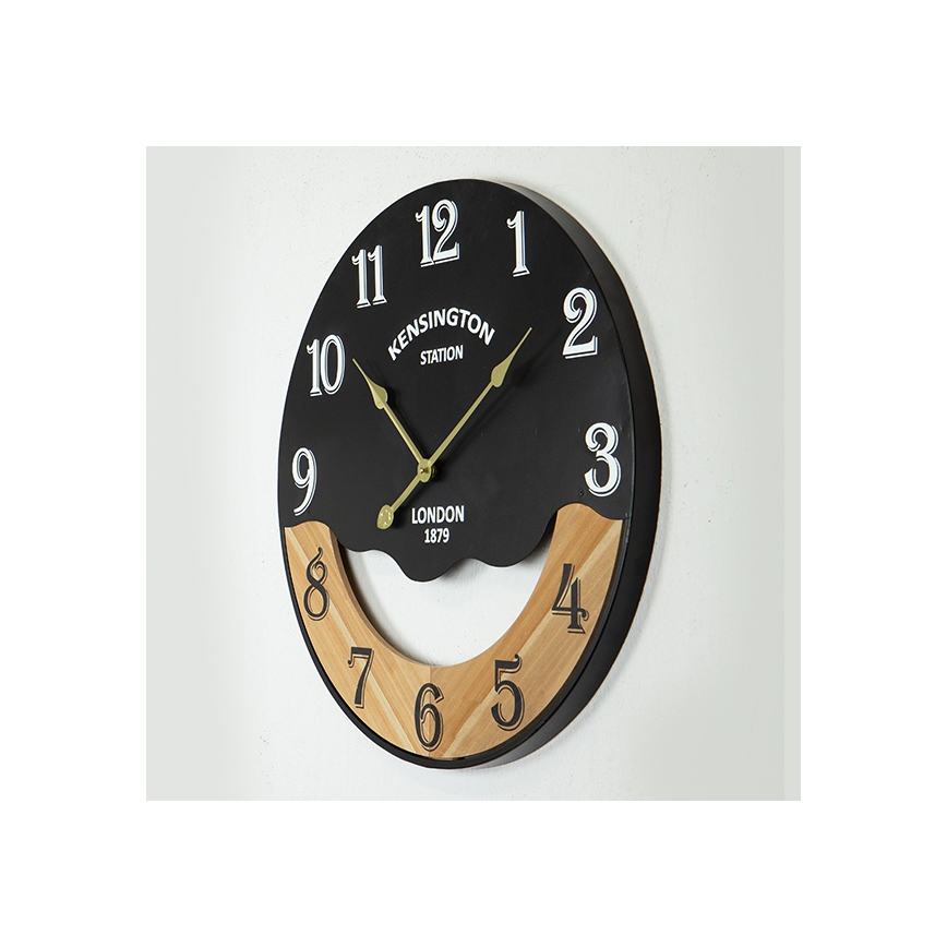 Sieninis laikrodis 1xAA diametras 60 cm juoda/smėlio spalva