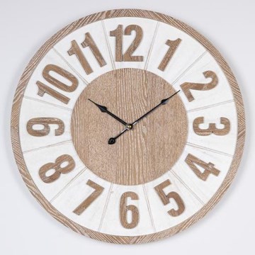 Sieninis laikrodis 1xAA diametras 60 cm smėlio spalva/balta