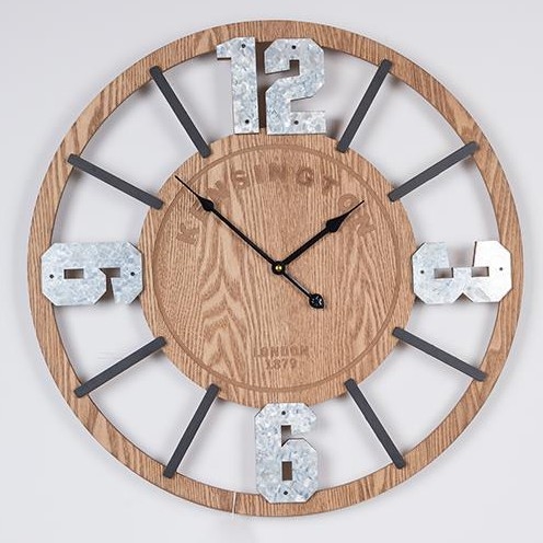 Sieninis laikrodis 1xAA diametras 60 cm smėlio spalva