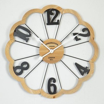 Sieninis laikrodis 1xAA diametras 60 cm smėlio spalva/juoda