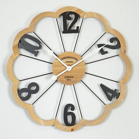 Sieninis laikrodis 1xAA diametras 60 cm smėlio spalva/juoda